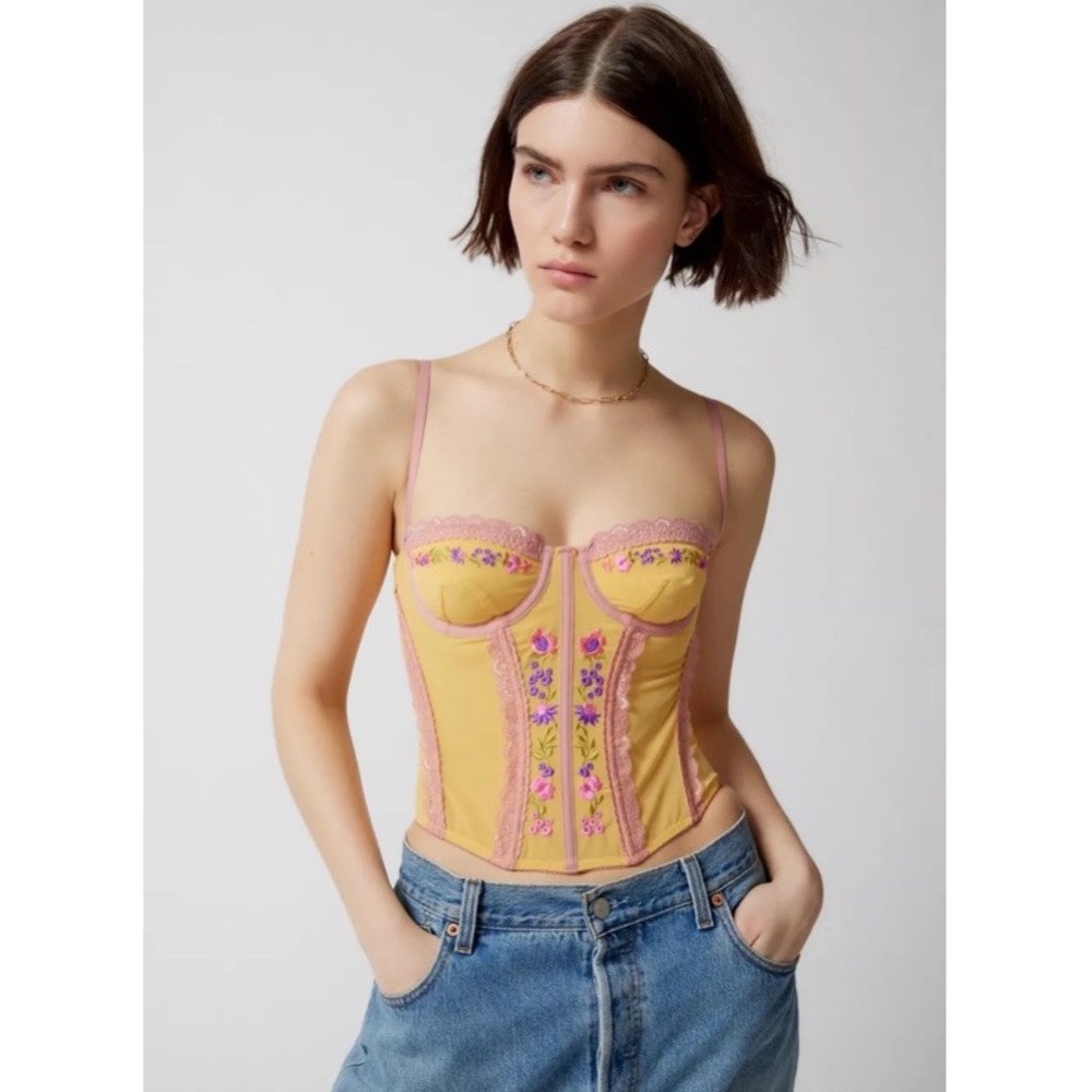 UO Out From Under Divine Modern Love Embroidered Corset